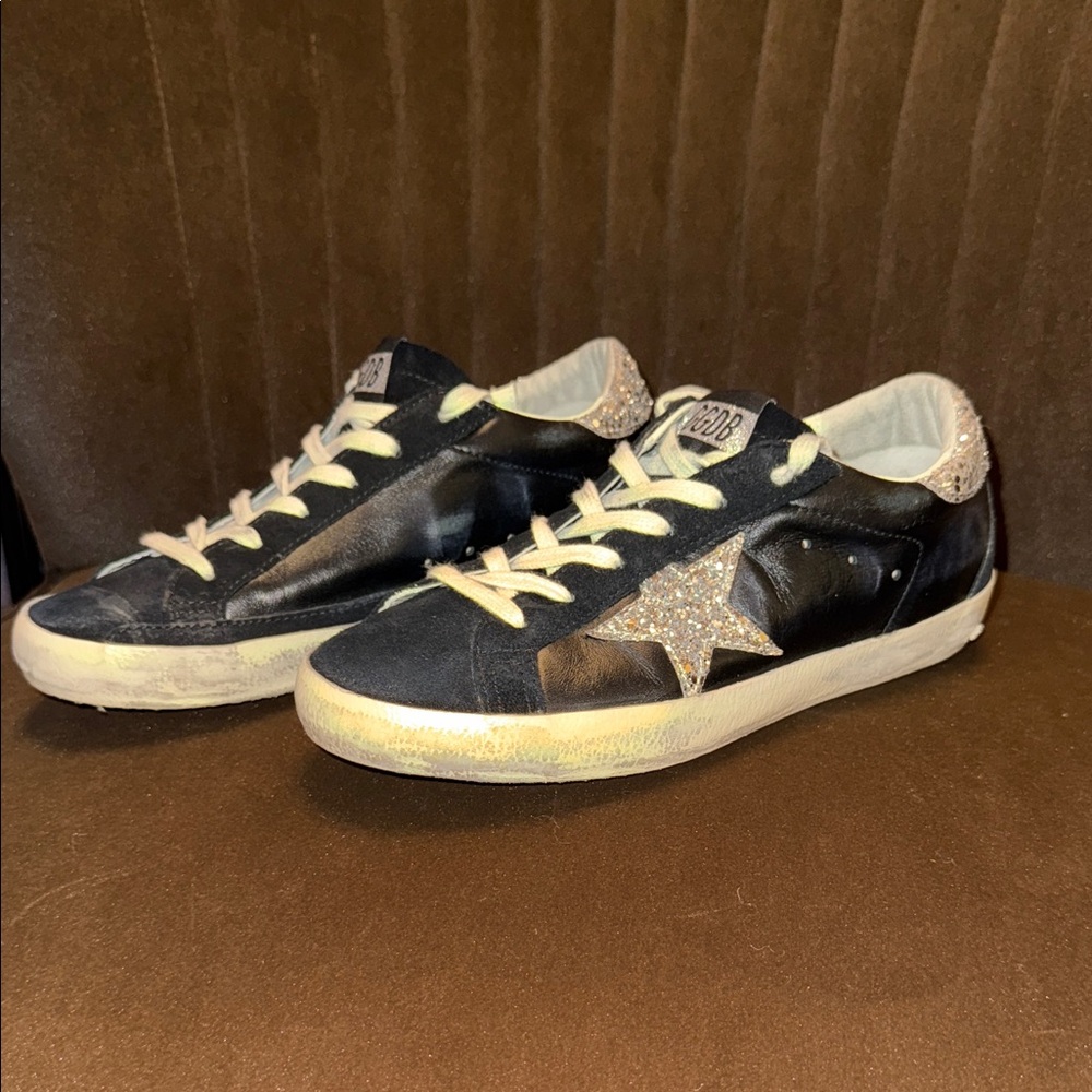 Golden Goose Black and Gold Athletic Shoes